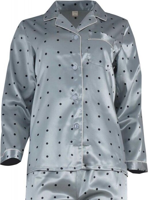 gsecret Γυναικεία πυτζάμα σατέν με κουμπιά all print pois. Saten Collection ΣΙΕΛ