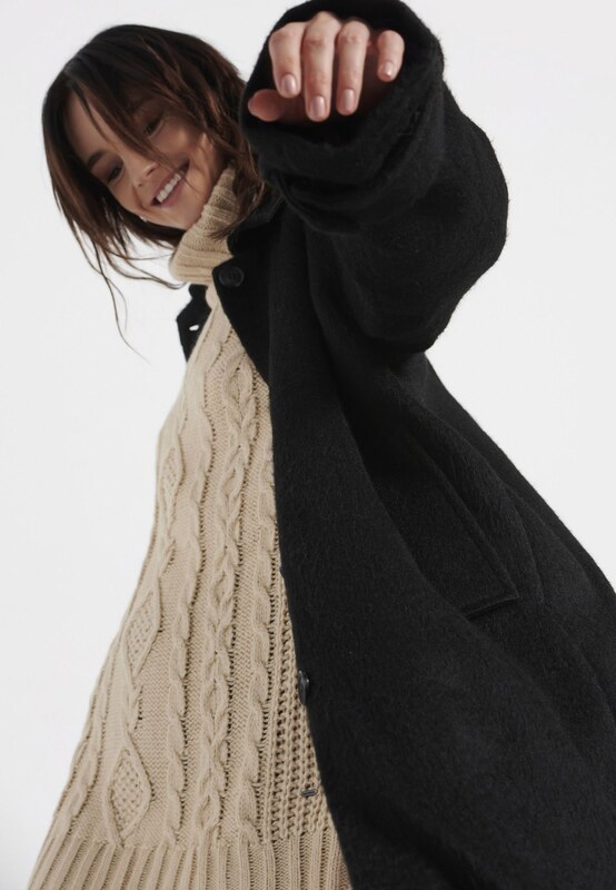 FUNKY BUDDHA Relaxed fit γυναικείο μονόχρωμο παλτό