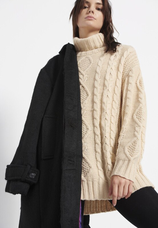 FUNKY BUDDHA Relaxed fit γυναικείο μονόχρωμο παλτό