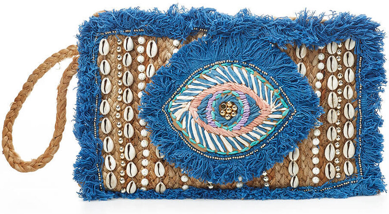 Verde Γυναικείο Αμπιγέ Τσαντάκι Γιούτα Ινδίας 01-1779 Μπλε