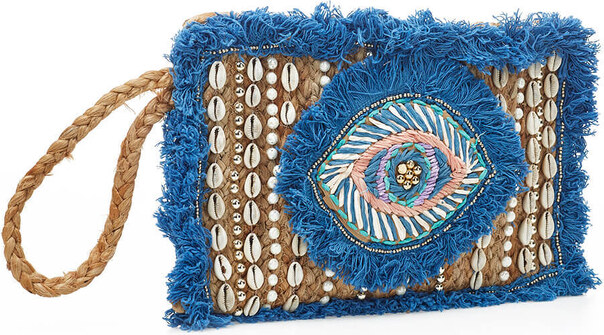 Verde Γυναικείο Αμπιγέ Τσαντάκι Γιούτα Ινδίας 01-1779 Μπλε