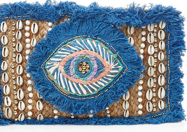 Verde Γυναικείο Αμπιγέ Τσαντάκι Γιούτα Ινδίας 01-1779 Μπλε