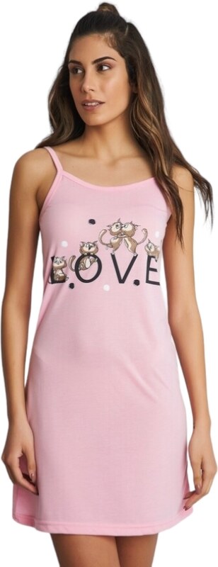 FashionWoman Βαμβακερό νυχτικάκι με λεπτή τιράντα Love