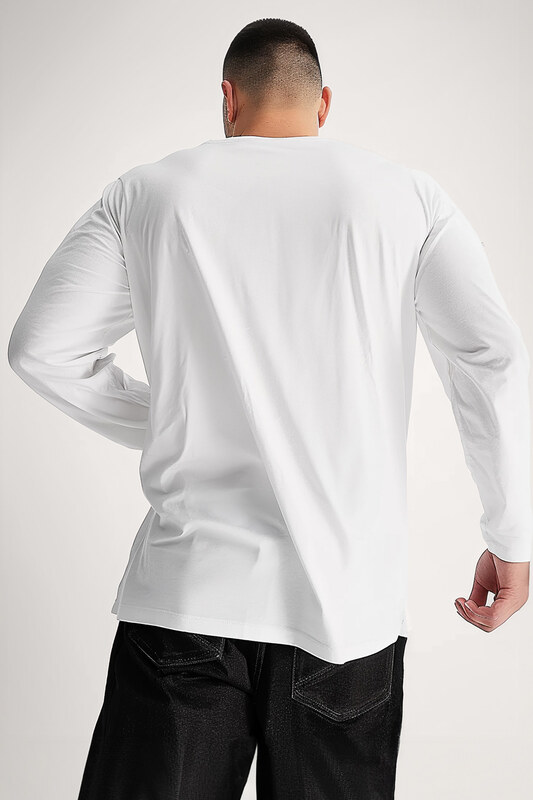 UnitedKind Milano Grey, Long Sleeve Μπλούζα σε Λευκό Χρώμα