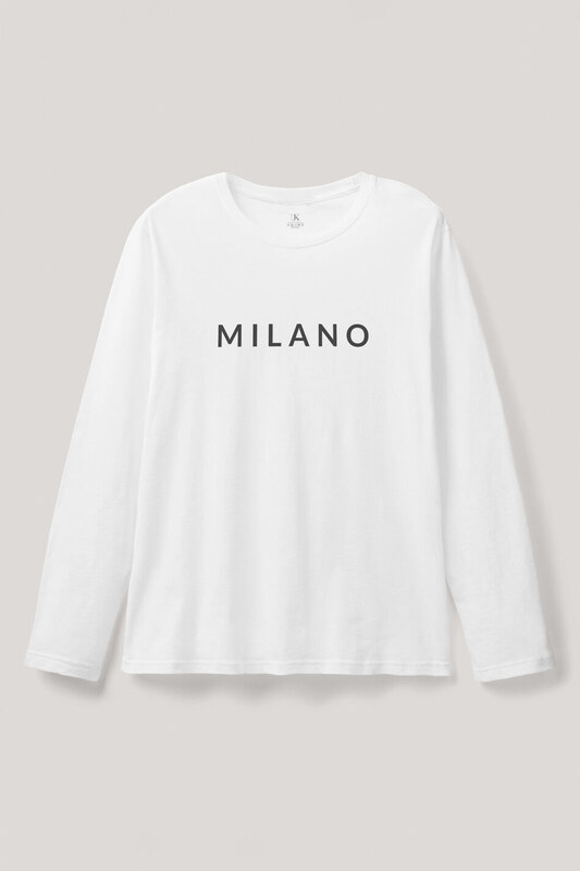UnitedKind Milano Grey, Long Sleeve Μπλούζα σε Λευκό Χρώμα