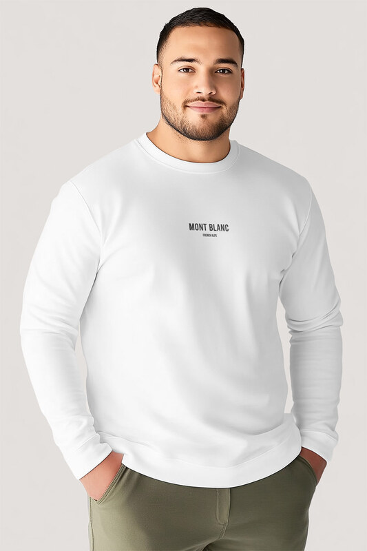 UnitedKind Mont Blanc Minimal, Long Sleeve Μπλούζα σε Λευκό Χρώμα