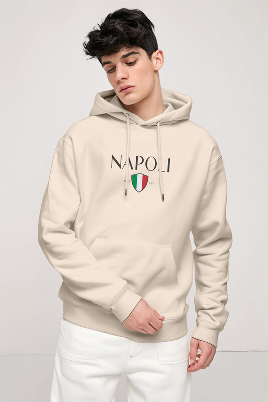 UnitedKind Napoli, Φούτερ με Κουκούλα σε Εκρού Χρώμα