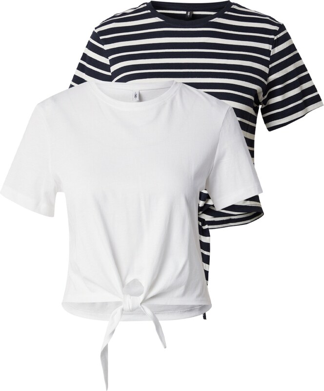 ONLY Μπλουζάκι 'MAY' σκούρο μπλε / λευκό