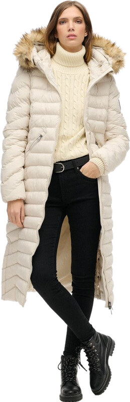 SUPERDRY FUJI FAUX FUR HOODED LONGLINE ΜΠΟΥΦΑΝ ΓΥΝΑΙΚΕΙΟ W5011790A-1KI