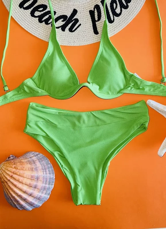 parizianista ριπ ψηλόμεσο μαγιό με μπανέλα - Πράσινο - 039005