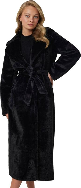 GUESS 'ADA' LONG FAUX FUR ΠΑΛΤΟ ΓΥΝΑΙΚΕΙΟ W4BL02WGHM0-JBLK