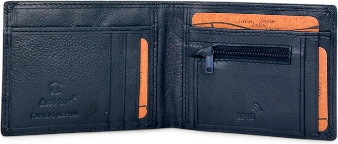 Lavor Slim Δερμάτινο μικρό πορτοφόλι 1-3828 Μπλε