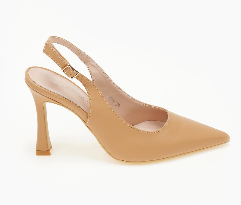 issue Μυτερές γόβες open heel με ψηλό τακούνι - Κάμελ - 024013