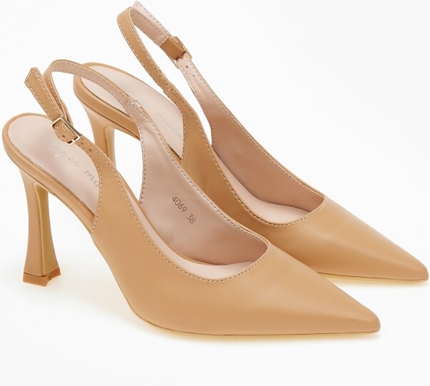 issue Μυτερές γόβες open heel με ψηλό τακούνι - Κάμελ - 024013