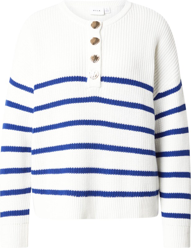 VILA Πουλόβερ 'VICHING' μπλε / λευκό