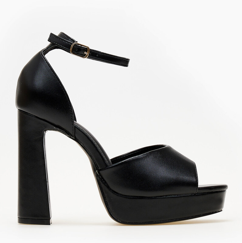 issue Ψηλά πέδιλα με χοντρό τακούνι και φιάπα - Μαύρο - 032011