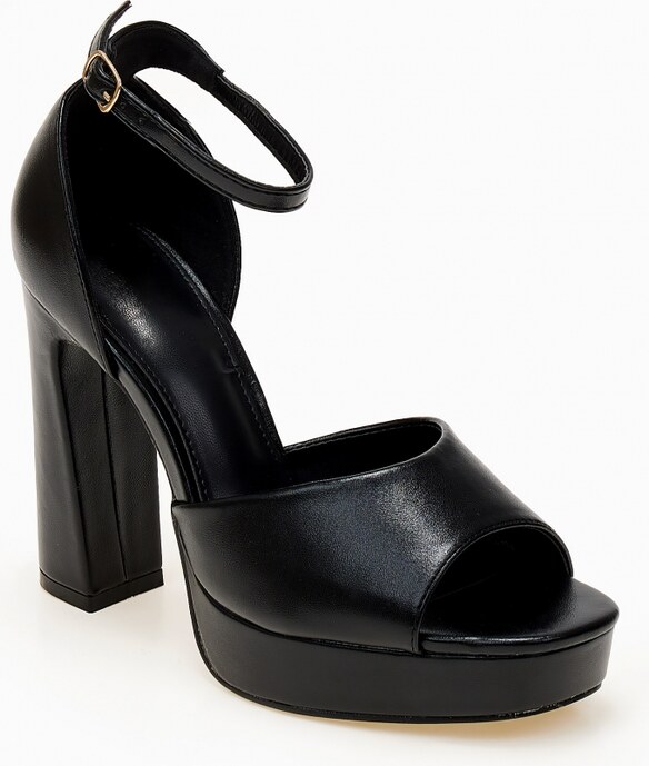 issue Ψηλά πέδιλα με χοντρό τακούνι και φιάπα - Μαύρο - 032011