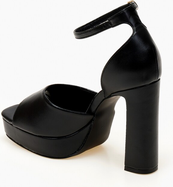 issue Ψηλά πέδιλα με χοντρό τακούνι και φιάπα - Μαύρο - 032011