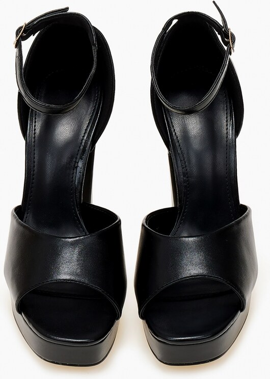 issue Ψηλά πέδιλα με χοντρό τακούνι και φιάπα - Μαύρο - 032011