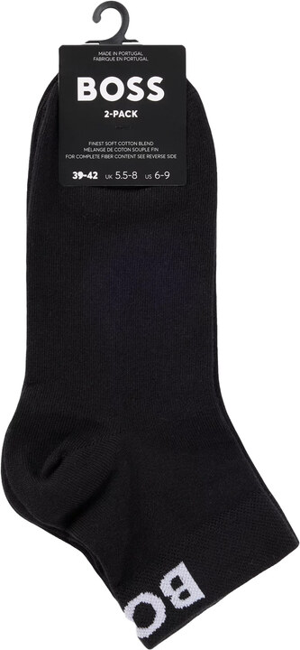 Boss Socks Two Pack With Contrast Logos-Black