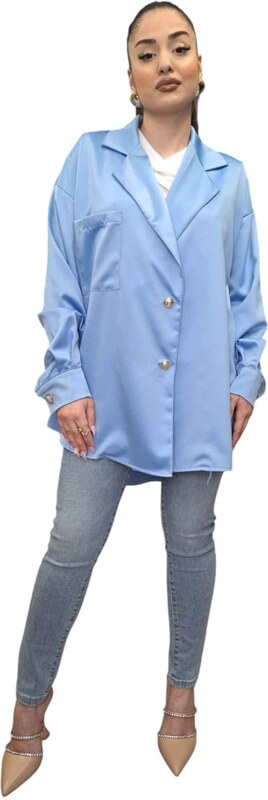 FashionWoman Σατέν Σακάκι με Δύο Κουμπιά