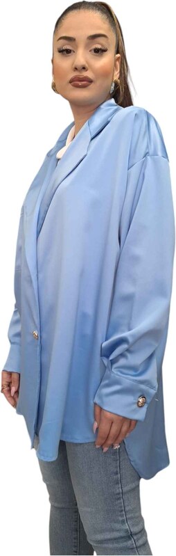 FashionWoman Σατέν Σακάκι με Δύο Κουμπιά