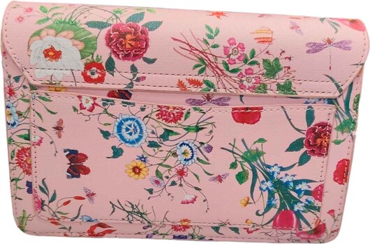 FashionWoman Τσάντα Ώμου με Floral Print Καπάκι και Μεταλλικό Κούμπωμα – Ροζ & Γαλάζιο