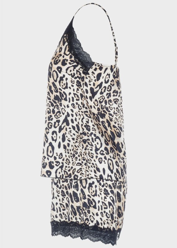 gsecret Γυναικείο σατέν baby doll animal print ρυθμιζόμενες τιράντες ANIMAL