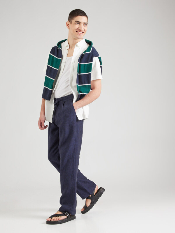 KnowledgeCotton Apparel Παντελόνι πλισέ σκούρο μπλε