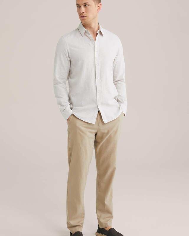 WE Fashion Πουκάμισο μπεζ / λευκό