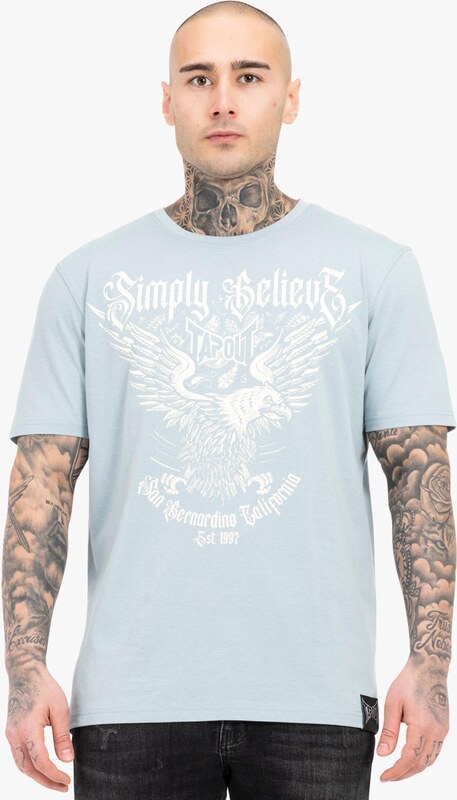 Tapout Μπλουζάκι 'Throper' γαλάζιο / λευκό