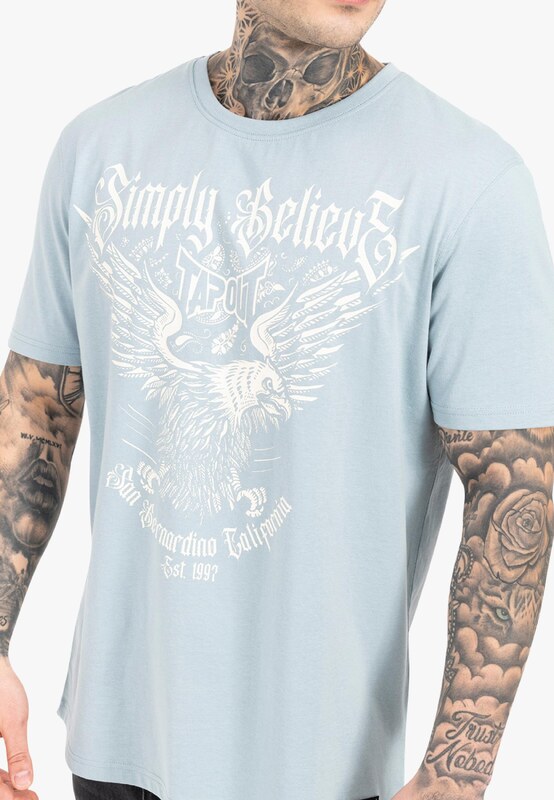 Tapout Μπλουζάκι 'Throper' γαλάζιο / λευκό