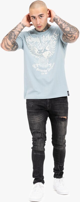 Tapout Μπλουζάκι 'Throper' γαλάζιο / λευκό