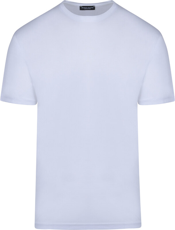 Prince Oliver Crew Neck Τ-Shirt Λευκό in Tencel Fabric Modern Fit