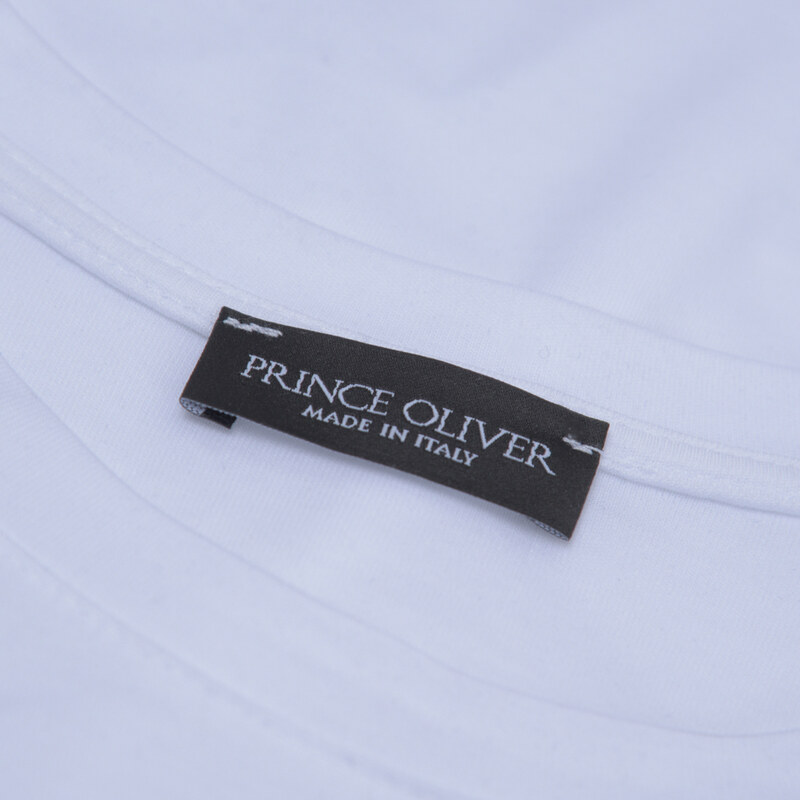 Prince Oliver Crew Neck Τ-Shirt Λευκό in Tencel Fabric Modern Fit