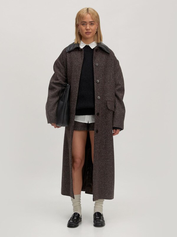EDITED Ανοιξιάτικο και φθινοπωρινό παλτό 'Leah' καφέ / μαύρο / λευκό