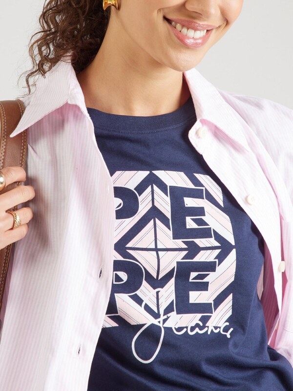 Pepe Jeans Μπλουζάκι 'BITE' ναυτικό μπλε / ροζ παστέλ / λευκό