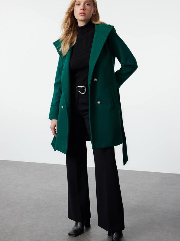 Trendyol Ανοιξιάτικο και φθινοπωρινό παλτό σκούρο πράσινο