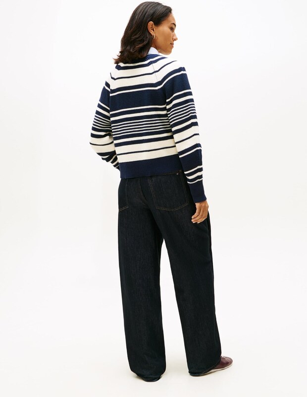 TOMMY HILFIGER Πλεκτή ζακέτα ναυτικό μπλε / λευκό μαλλιού