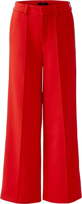 OUI Παντελόνι πλισέ έντονο κόκκινο / λευκό