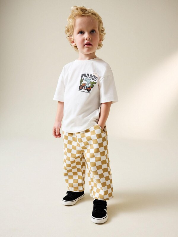 Next Παντελόνι μουσταρδί / λευκό