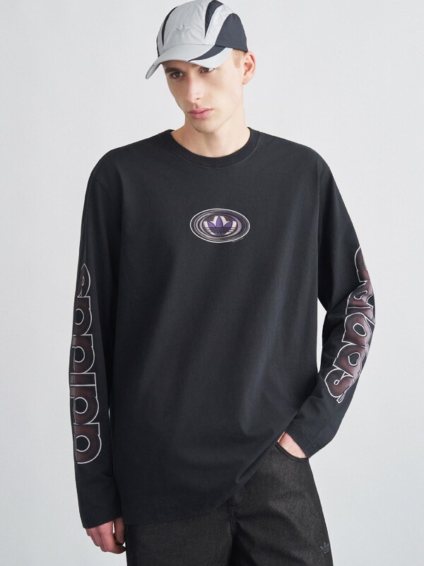 ADIDAS ORIGINALS Μπλουζάκι σκούρο καφέ / λιλά / μαύρο / λευκό