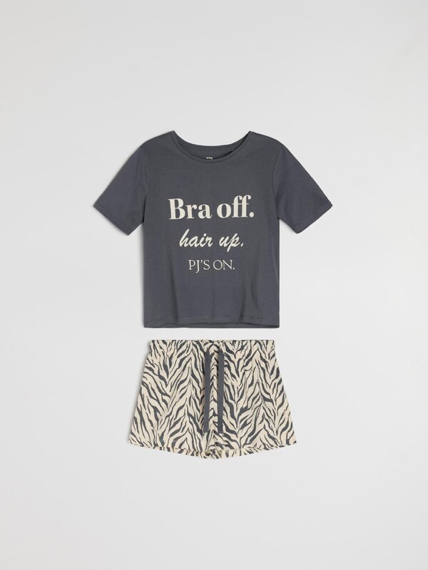 Sinsay - Βαμβακερή πιτζάμα δύο τεμαχίων - σκουρο γκρι