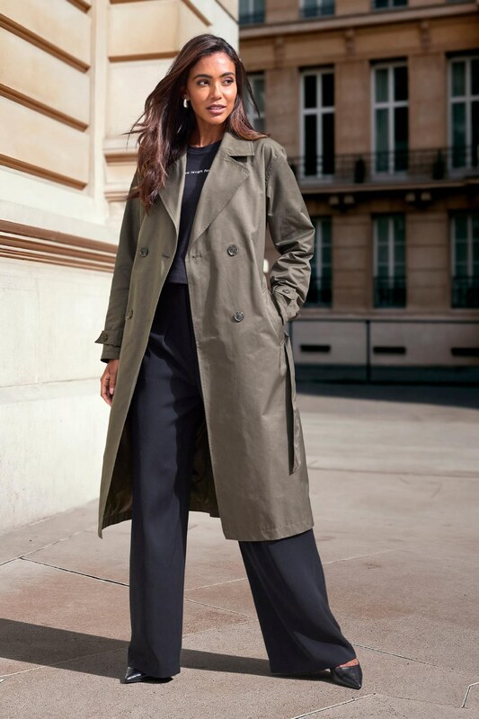 FRENCH CONNECTION Ανοιξιάτικο και φθινοπωρινό παλτό χακί