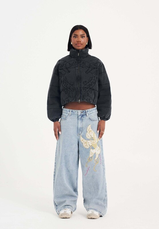 Ed Hardy Χειμερινό μπουφάν 'Love Kills' μαύρο ντένιμ