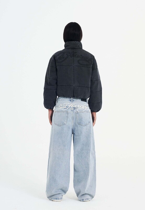 Ed Hardy Χειμερινό μπουφάν 'Love Kills' μαύρο ντένιμ