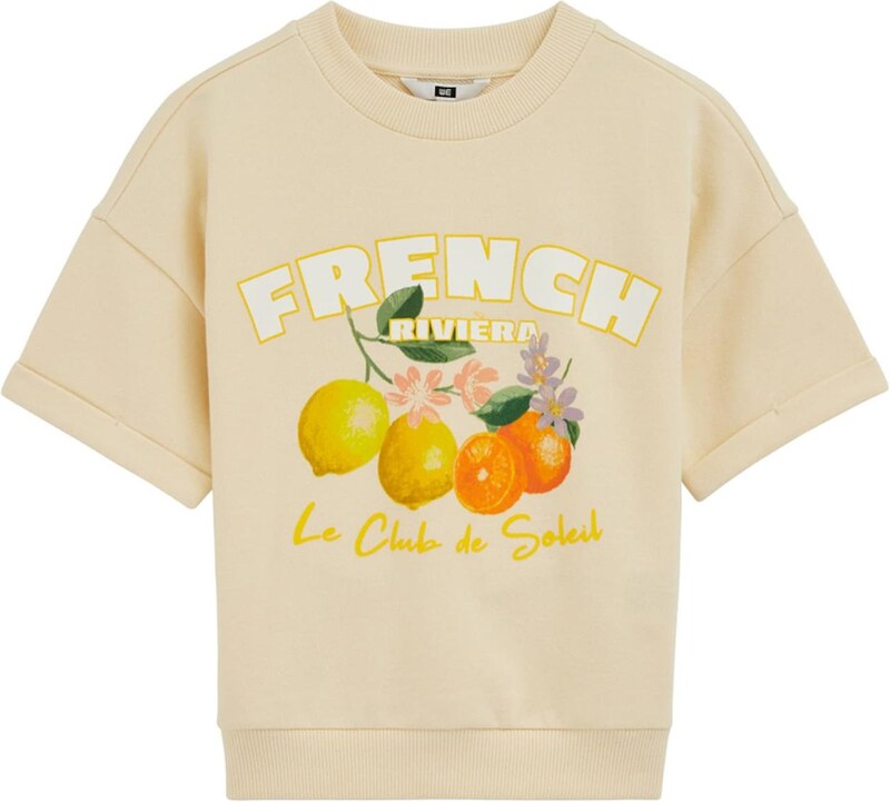 WE Fashion Μπλούζα φούτερ κίτρινο / ανοικτό κίτρινο / σκούρο πορτοκαλί / λευκό