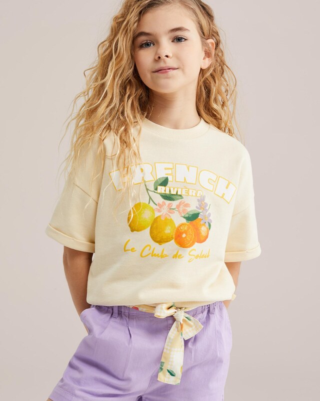 WE Fashion Μπλούζα φούτερ κίτρινο / ανοικτό κίτρινο / σκούρο πορτοκαλί / λευκό