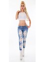 SD Fashion Τζήν παντελόνι με σχέδιο από δαντέλα - Μπλέ 30973