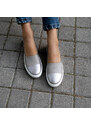 C&C Fashionstreet Δερμάτινο Γυναικείο loafer "Wonder Woman" grey-silver